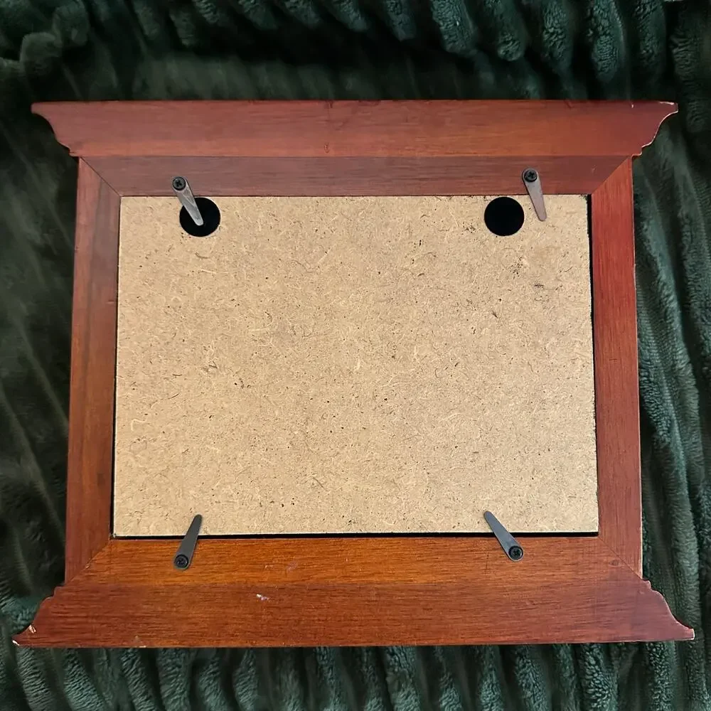 Vintage Wooden Picture Frame 3 Photos  Standing Mother Children Moody Artwork